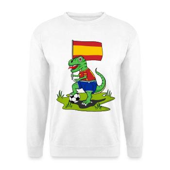 Spain Flag Dinosaur Rex Football - Unisex Sweatshirt - white - Front