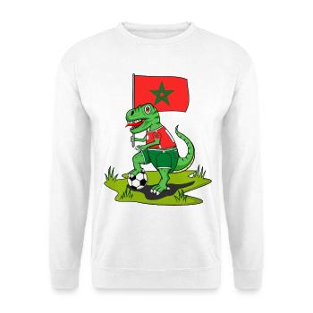 Morocco Flag Dinosaur Rex Football - Unisex Sweatshirt - white - Front