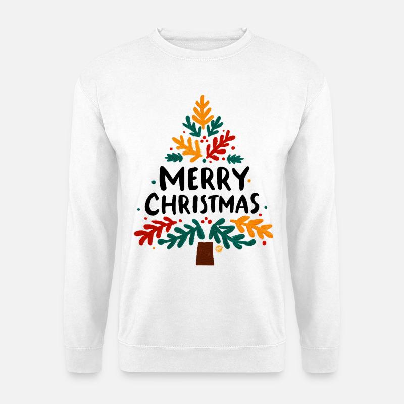 Bunter Blatt-Weihnachtsbaum - Unisex Pullover - Weiß