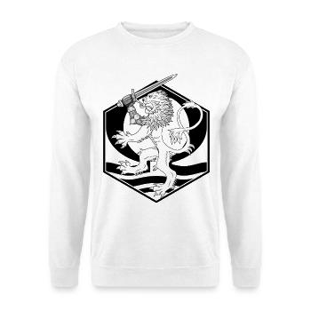 Aalto Asko Kunst Löwe Omega Weiß - Unisex Pullover - Weiß - Vorne - Alina (178cm) & Michal (187cm)