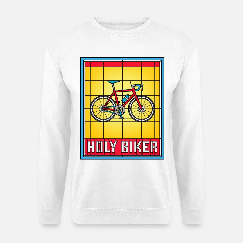 Heiliger Biker Buntglas-Fahrrad - Unisex Pullover - Weiß