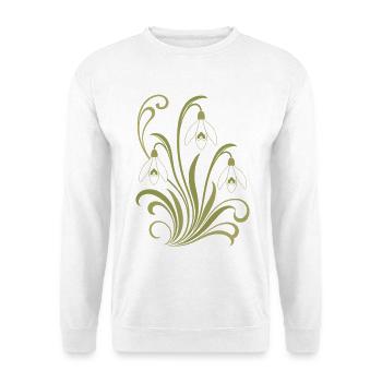Schneeglöckchen Ornament - Unisex Pullover - Weiß - Vorne - Alina (178cm) & Michal (187cm)
