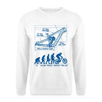 MTB Evolution Blueprint: Full Suspension Frame - Unisex Sweatshirt - white - Front