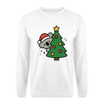 Süßer Koala versteckt im Weihnachtsbaum - Unisex Pullover - Weiß - Vorne - Alina (178cm) & Michal (187cm)