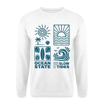 Tropische Sonnenwellen - Unisex Pullover - Weiß - Vorne - Alina (178cm) & Michal (187cm)