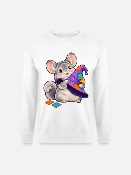 Patchwork-Maus mit bunter Kapuze - Unisex Pullover - Weiß