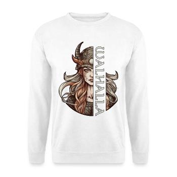 Walküre Walhalla nordische Mythologie Wikinger - Unisex Pullover - Weiß - Vorne - Alina (178cm) & Michal (187cm)