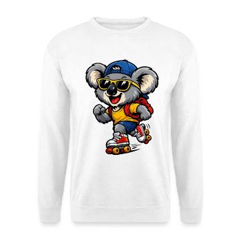 Koala mit Rollschuhen – Süßes Freizeitmotiv - Unisex Pullover - Weiß - Vorne - Alina (178cm) & Michal (187cm)