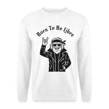 Geboren, um frei zu sein – Rückzug (dunkles Muster) - Unisex Pullover - Weiß - Vorne - Alina (178cm) & Michal (187cm)