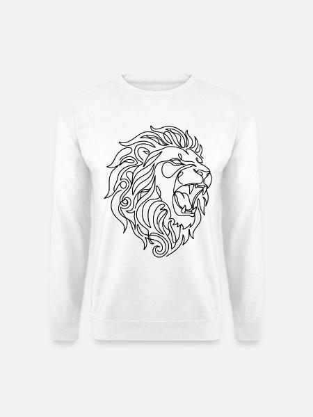 Löwenkopf Wild & Stark Lineart - Unisex Pullover - Weiß