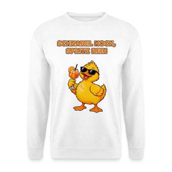 Spritz-Ente - Unisex Pullover - Weiß - Vorne - Alina (178cm) & Michal (187cm)