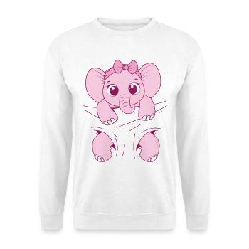 Bébé éléphant porter drôle rose bébé éléphant - Sweat-shirt Unisexe - blanc - Devant