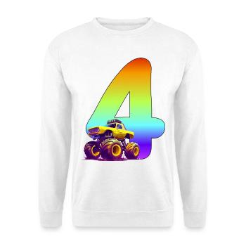 Monster Truck 4ème anniversaire 4 ans cadeau - Sweat-shirt Unisexe - blanc - Devant