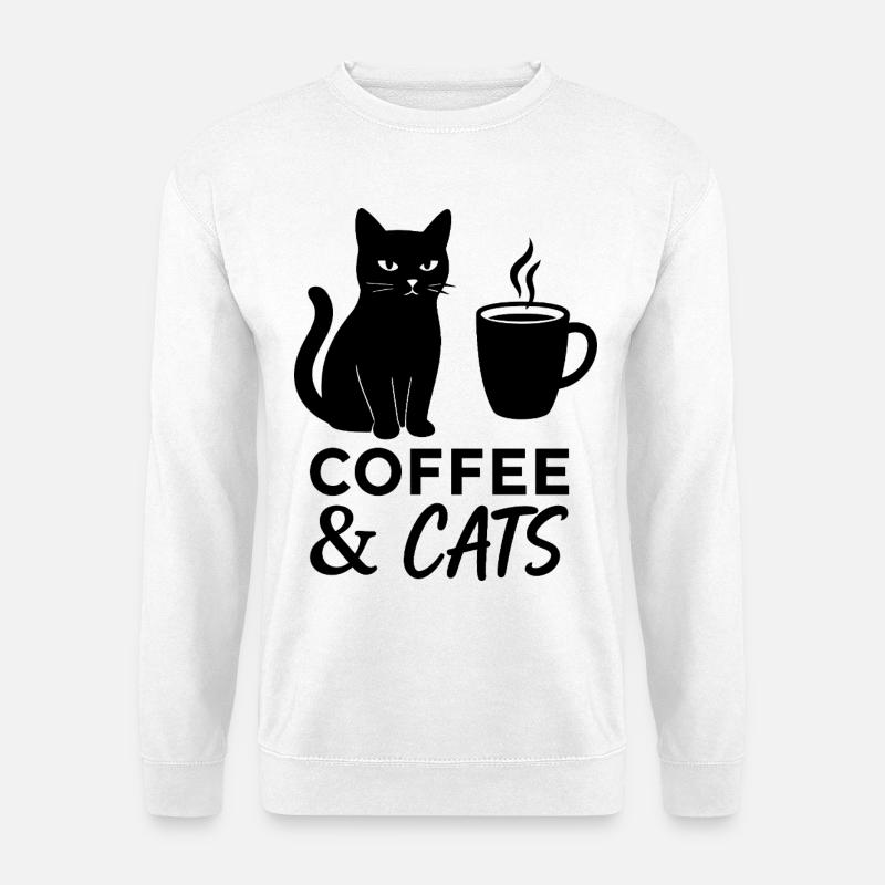 Coffee Cat - Unisex Pullover - Weiß