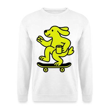 Skater Dog - Unisex Pullover - Weiß - Vorne
