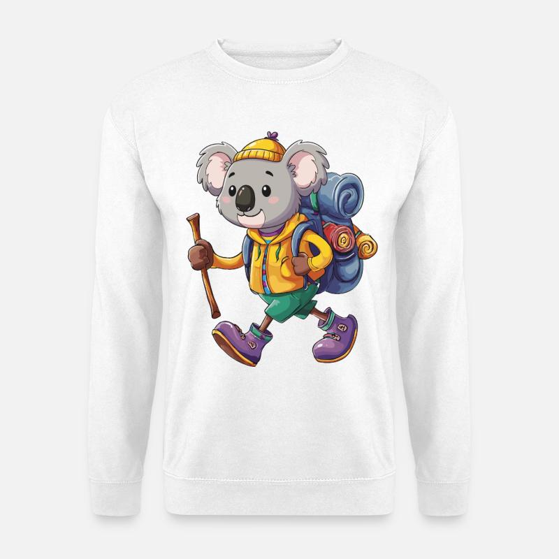 Süßer Koala-Wander-Camping-Abenteuer-Rucksacktourist. - Unisex Pullover - Weiß