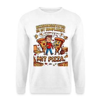 Relationship status It's complicated with pizza - Unisex Sweatshirt - white - Front