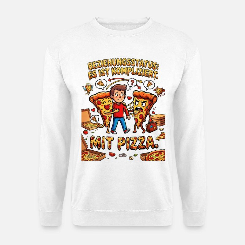 Beziehungsstatus Es ist kompliziert mit Pizza - Unisex Pullover - Weiß