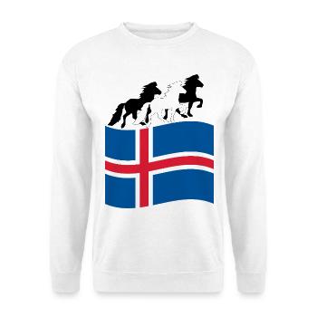 Icelandic flag with Icelandic horses - Unisex Sweatshirt - white - Front