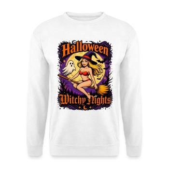 Witchy Nights Halloween Witch on Broom - Unisex Sweatshirt - white - Front