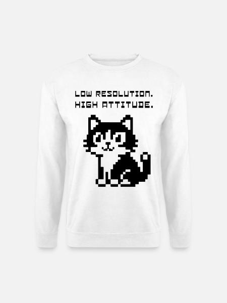 Low Resolution. High Attitude. – Pixel-Katze - Unisex Pullover - Weiß