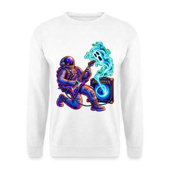 KOSMISCHER ROCKER | Geist im Verstärker - Unisex Pullover - Weiß - Vorne - Alina (178cm) & Michal (187cm)