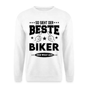 Biker Die Beste Berufe Shirt Sterne Arbeit Job - Unisex Pullover - Weiß - Vorne - Alina (178cm) & Michal (187cm)