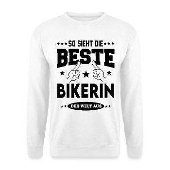 Bikerin Die Beste Berufe Shirt Sterne Arbeit Job - Unisex Pullover - Weiß - Vorne - Alina (178cm) & Michal (187cm)