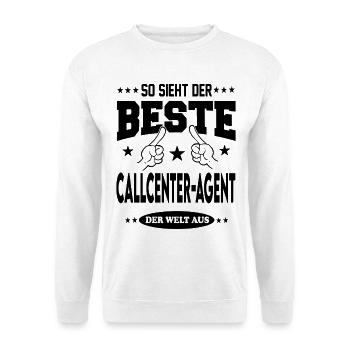Callcenter Agent Der Beste Berufe Shirt Sterne - Unisex Pullover - Weiß - Vorne - Alina (178cm) & Michal (187cm)