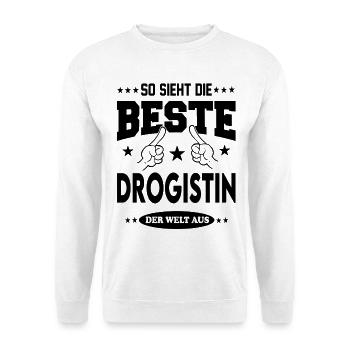 Drogistin Die Beste der Welt Berufe  Arbeit - Unisex Pullover - Weiß - Vorne - Alina (178cm) & Michal (187cm)