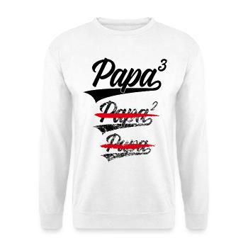 PAPA HOCH 3 KINDER DREIFACHER VATER DREI KINDER - Unisex Pullover - Weiß - Vorne