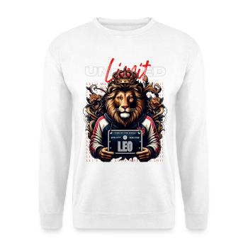 King Lion Leo with Crown - Unisex Sweatshirt - white - Front