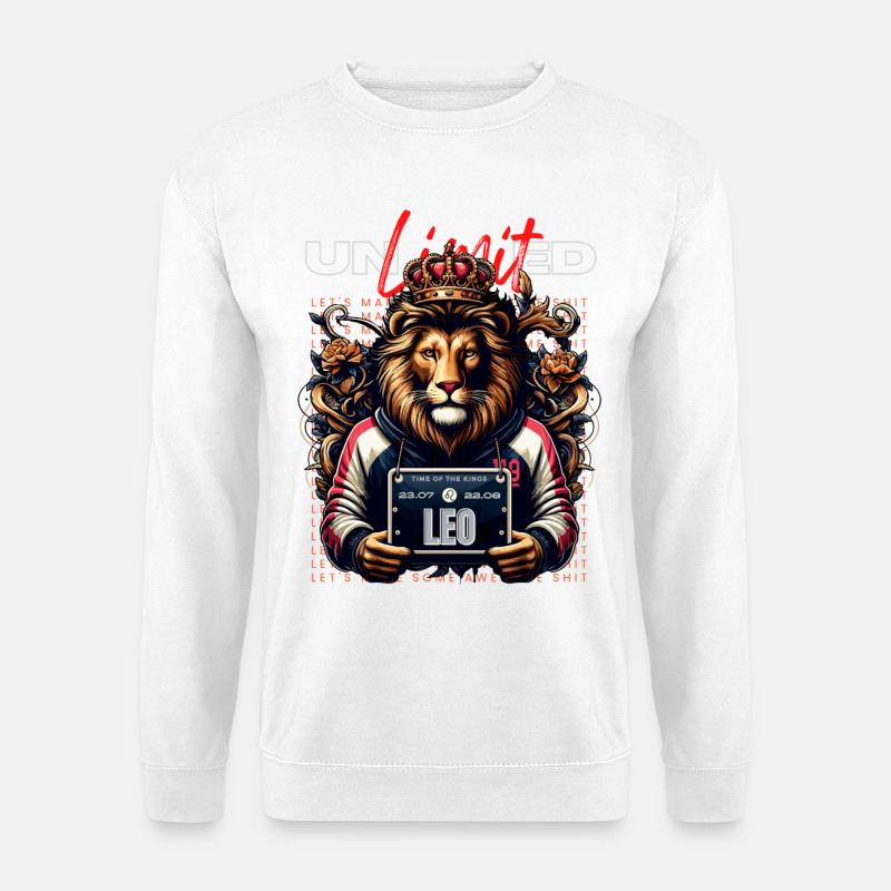 Roi Lion Leo avec couronne - Sweat-shirt Unisexe - blanc