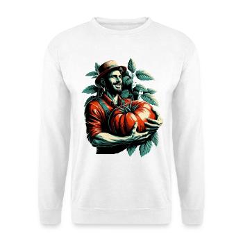 Tomate XXL groß Mann glücklich Geschenk - Unisex Pullover - Weiß - Vorne
