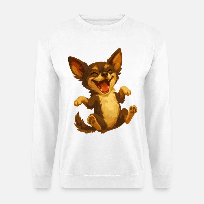 Lachender Chihuahua Cartoon Hund - Unisex Pullover - Weiß