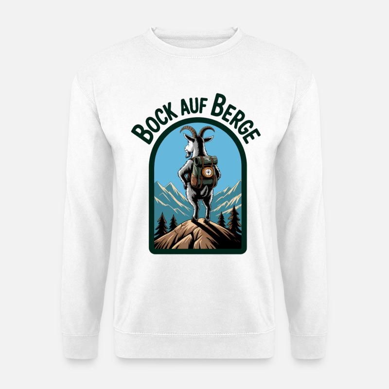 Bergziege mit Rucksack - Unisex Pullover - Weiß