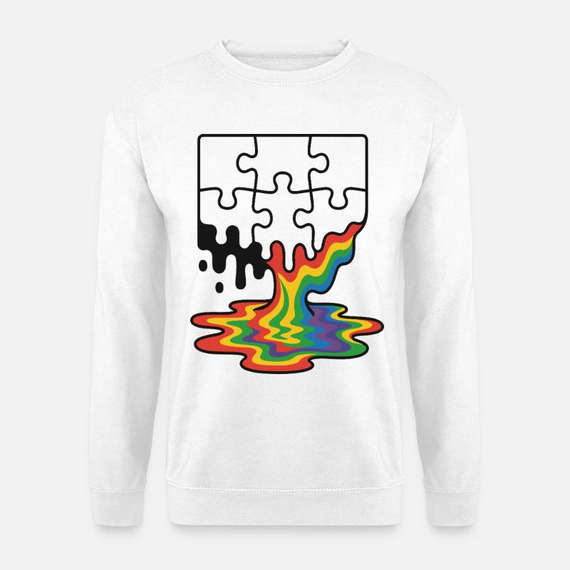 Rainbow Melt Puzzle Splash - Unisex Pullover - Weiß
