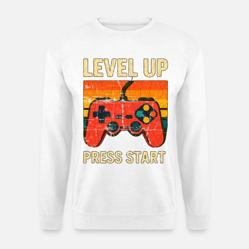 Level Up Retro Controller Art - Unisex Sweatshirt - white