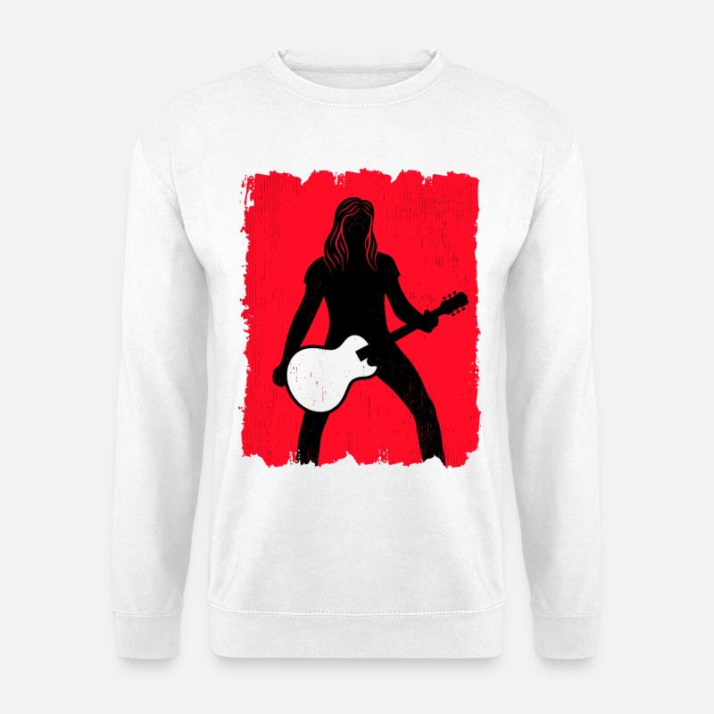 Gitarrist Silhouette Graffiti-Poster - Unisex Pullover - Weiß