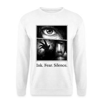 Ink Fear Silence – dark manga horror motif - Unisex Sweatshirt - white - Front