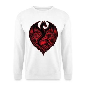 Herz Romantischer Drachenliebhaber Rosen Liebe - Unisex Pullover - Weiß - Vorne