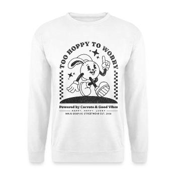 Hoppiger Hase: Gute Laune Streetwear - Sweat-shirt Unisexe - blanc - Devant