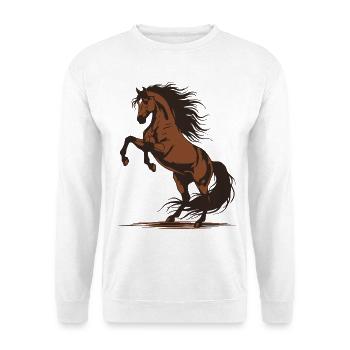 Cheval Cabré Étalon Sauvage Équestre Illustration - Sweat-shirt Unisexe - blanc - Devant