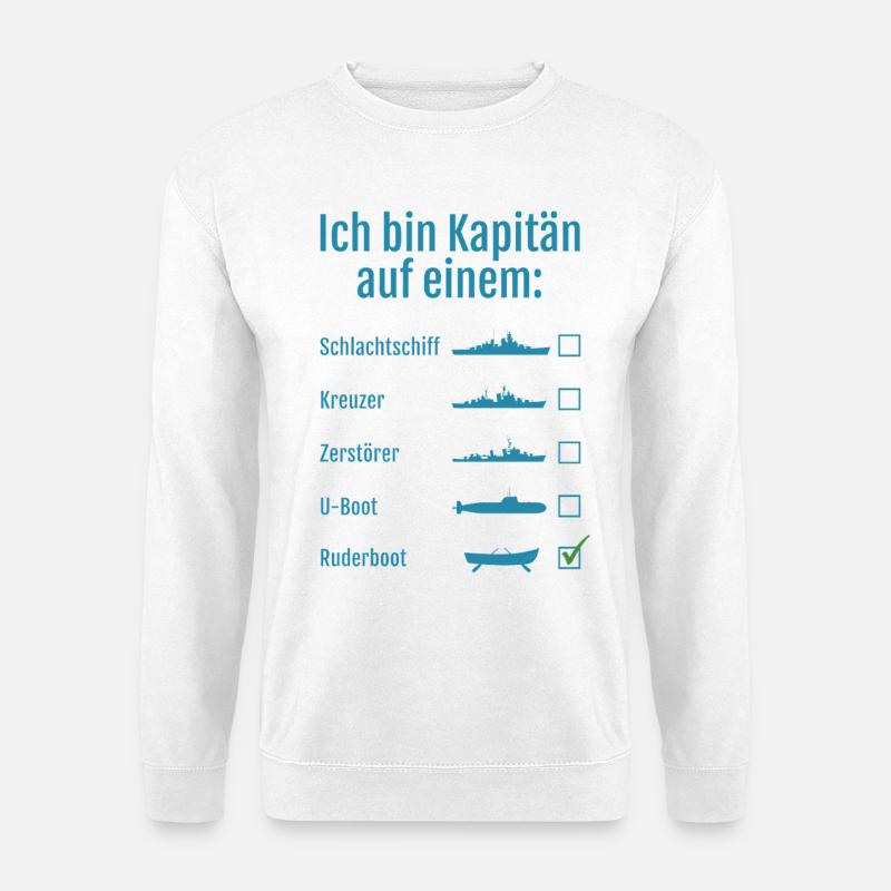 Kapitän auf Ruderboot - Unisex Pullover - Weiß