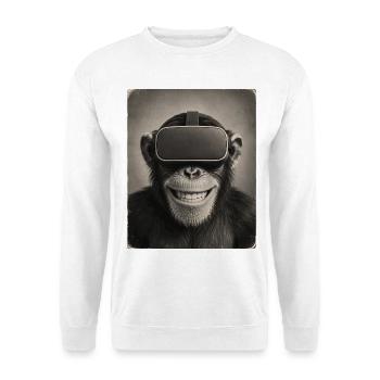 Der erste Schritt in die virtuelle Evolution - Unisex Pullover - Weiß - Vorne - Alina (178cm) & Michal (187cm)