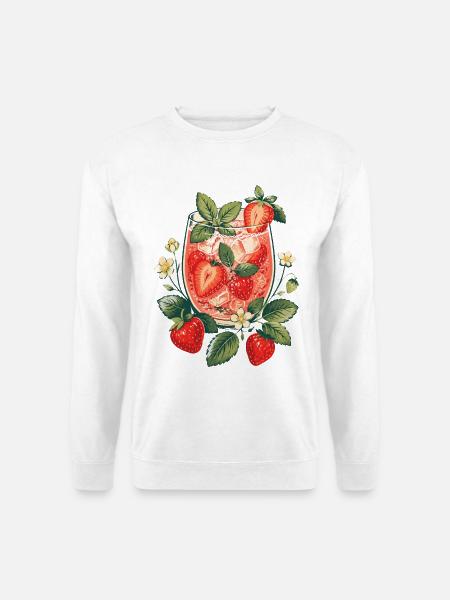 Erdbeer-Basilikum-Kohlensäure - Unisex Pullover - Weiß