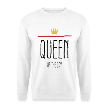 Queen Of The Day Krone Geburtstag Geschenk Lustig - Unisex Pullover - Weiß - Vorne - Alina (178cm) & Michal (187cm)