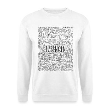 Tübingen Typo Haltestellen & Highlights - Unisex Pullover - Weiß - Vorne - Alina (178cm) & Michal (187cm)