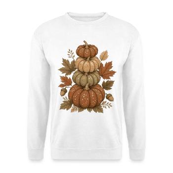 Herbst-Pumpkin-Turm - Unisex Pullover - Weiß - Vorne - Alina (178cm) & Michal (187cm)