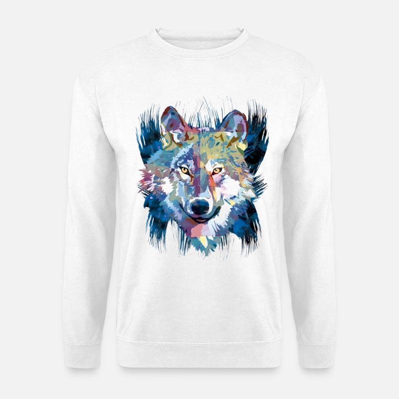 Polygon Wolf - Schöner grauer Wolf in Blau - Unisex Pullover - Weiß